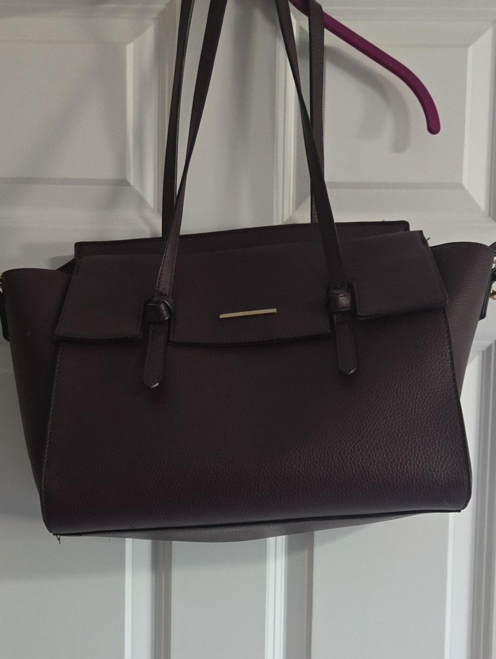 Aldo Structured Shoulder Tote in Deep Plum